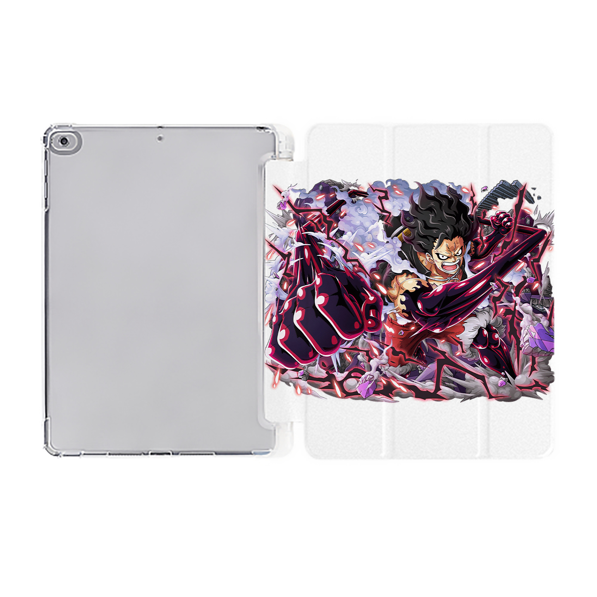 （画像用） ワンピース モンキー・D・ルフィ ONE PIECE Monkey D. Luffy IPad ケース ペン収納付き 三つ折りスタンド PUレザー×シリコン 対応機種9.5/10.5/10.9インチ